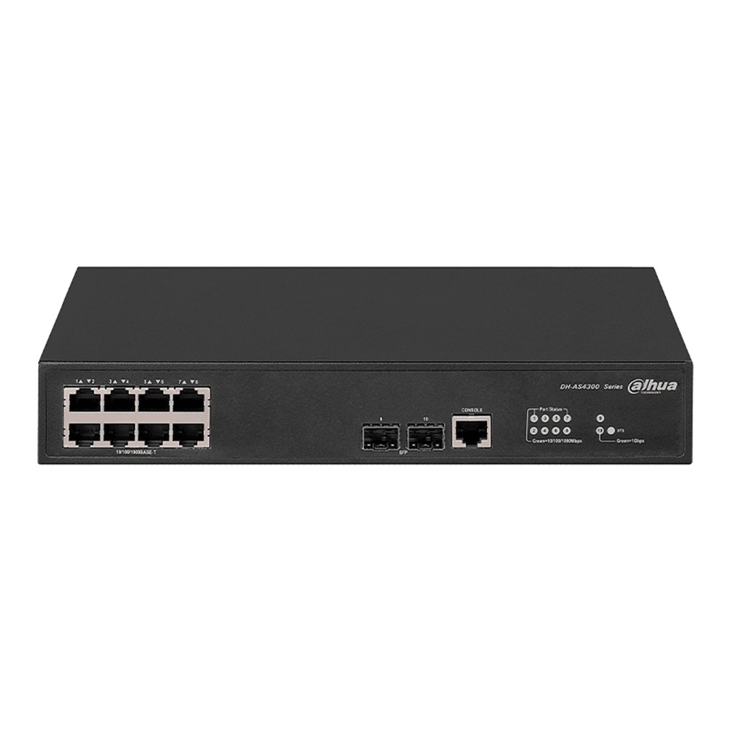 Switch Dahua Gigabit Ethernet AS4300 8 Puertos 10/100/1000 + 2 Puertos SFP 20 Gbit/s 16.000 Entradas Administrable