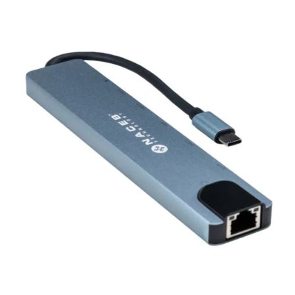 Hub USB Naceb NA-0128 USB C - HDMI RJ-45 USB A 3.1 USB C 480 Mbit/s