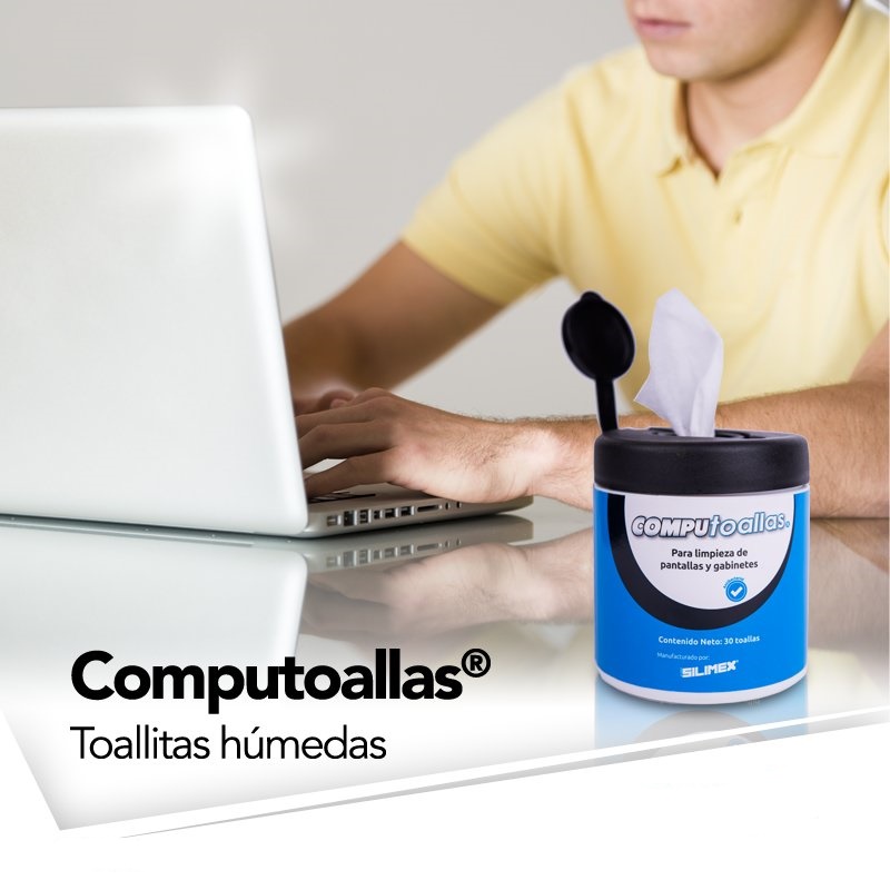 CompuToallas Silimex para Limpieza de Pantallas y Gabinetes 30 Piezas paños húmedos