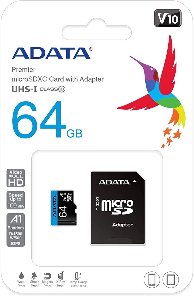 Memoria Flash Adata Premier 64GB MicroSDXC UHS-I Clase 10 con Adaptador