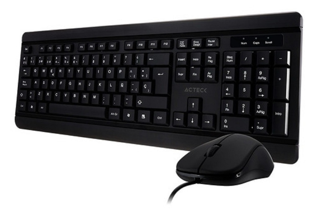 Kit Teclado y Mouse Acteck AC-928984 Alámbrico USB 1000 Dpi 105 teclas cable 1.5 mts