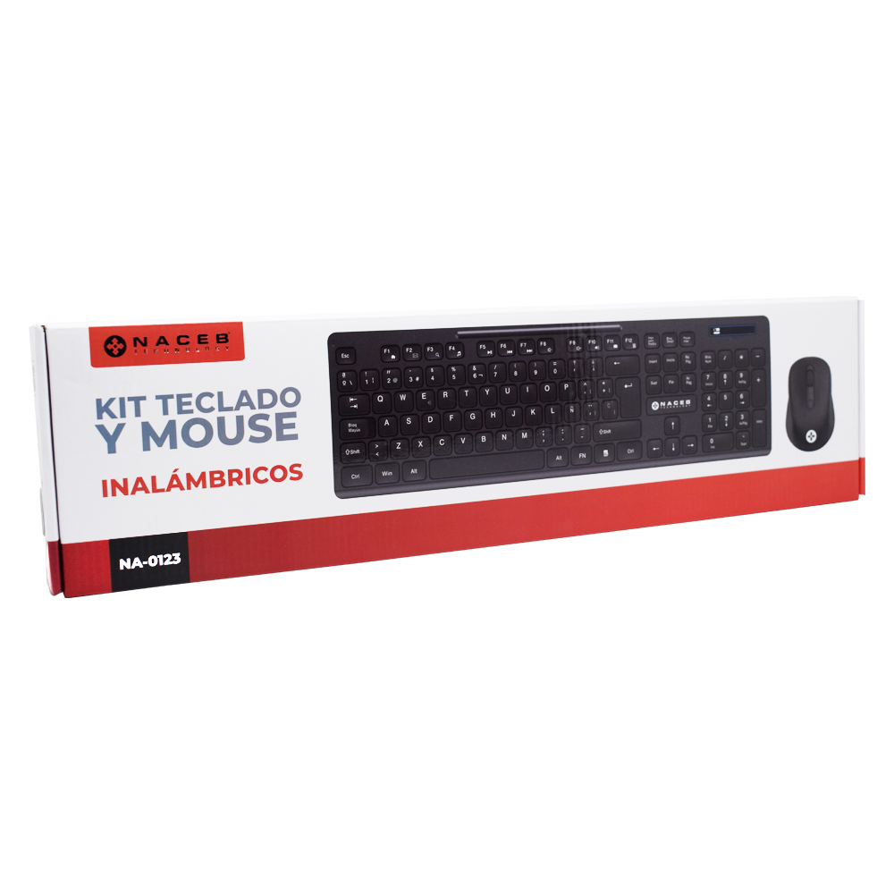 Kit Teclado y Mouse Inalambrico NACEB 104 teclas Mouse 4 bot 1600DPi Español NA-0123