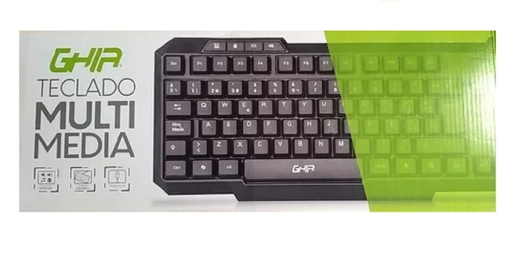 Teclado Ghia GTA50 Alámbrico USB Multimedia Español 104 teclas