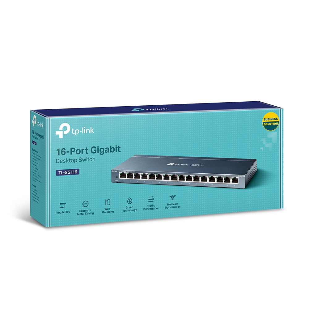 Switch TP-Link Gigabit Ethernet TL-SG116 16 Puertos Ethernet 10/100/1000Mbps 32Gbit/s 8000 Entradas No Administrable