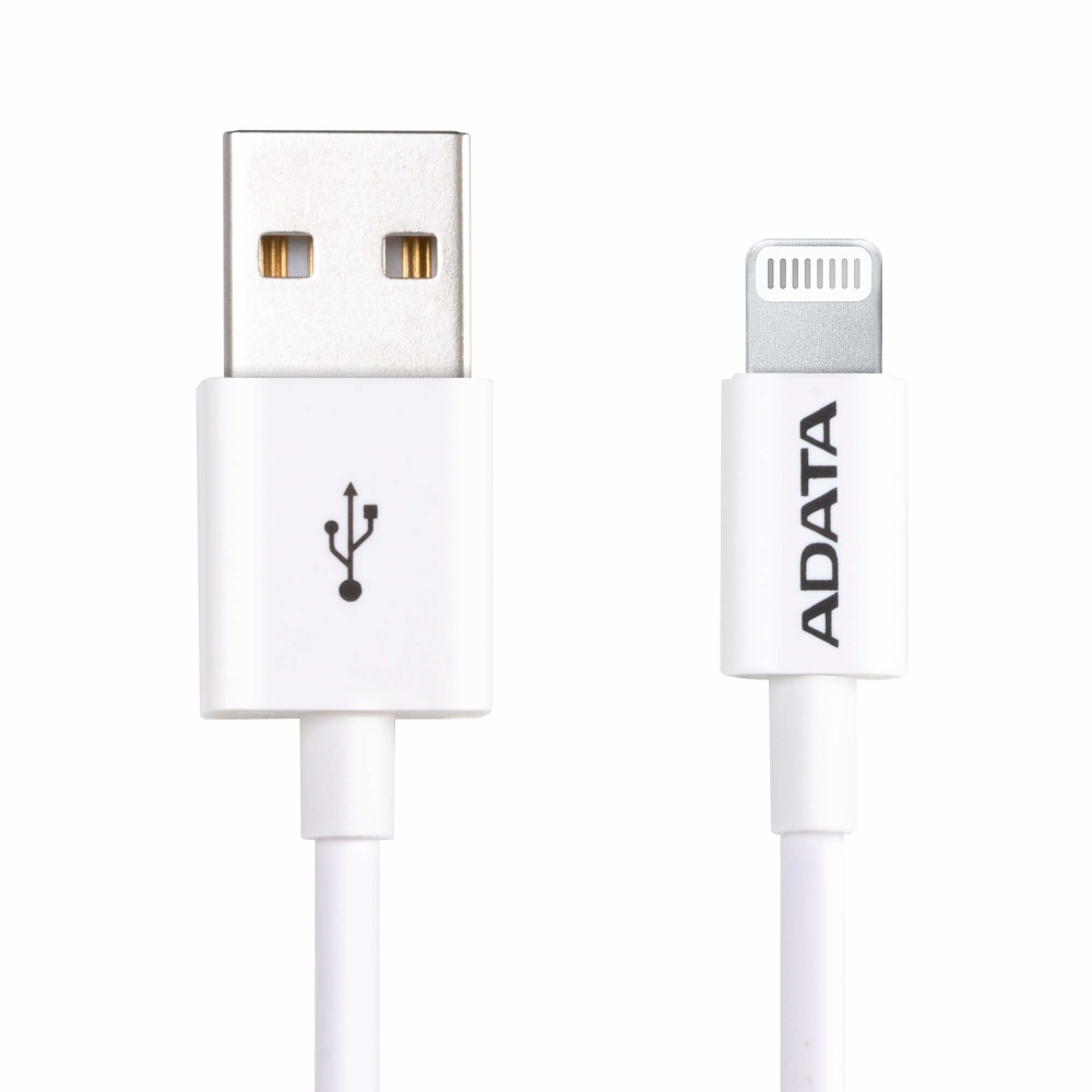 Cable adata lightning macho - usb a macho, 1 metro, para ipad, iphone, ipod, blanco