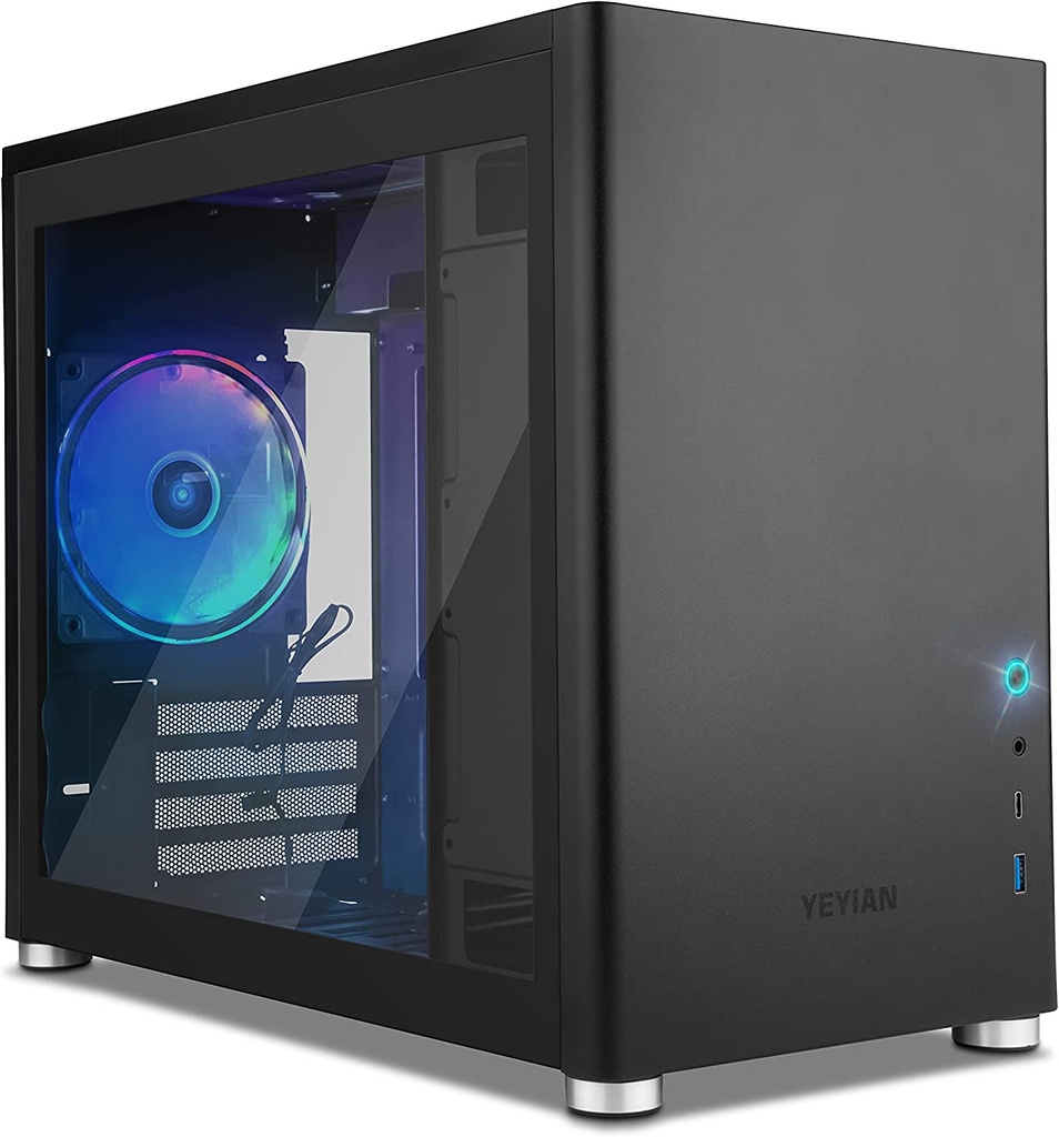 Gabinete Yeyian Hussar Con Ventana Mini Tower Micro-ATX/Mini-ITX USB 3.2 Sin Fuente 1 Ventilador Instalado