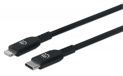 Cable manhattan usb-c a lightning 0.5m negro carga y sincroniza 394192