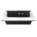 Caja brobotix para mesa hdmi x1, usb x1, corriente x2, rj45 cat6 x2, plata