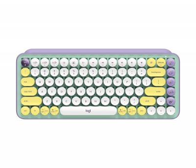 Teclado logitech pop keys mecanico, inalambrico + bluetooth, menta, amarillo, blanco, morado