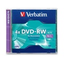 Dvd-rw verbatim 4.7gb dl+4x single jewel case