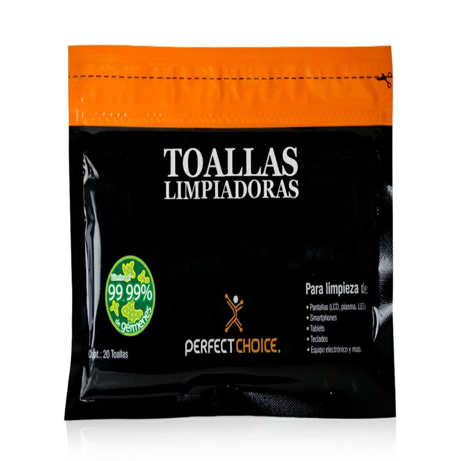 Toallas limpiadoras perfect choice antiesteticas para pantallas con 20 piezas