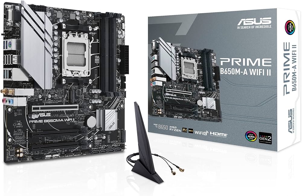 Tarjeta madre asus prime b650m-a wifi ii socket am5 4* ddr5 hdmi dp vga pcie-4.0 wifi6 micro atx