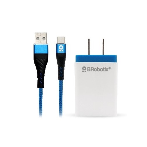 Cargador USB 963332 BRobotix 1x USB 2.0 Azul Incluye Cable USB de 1 Metro