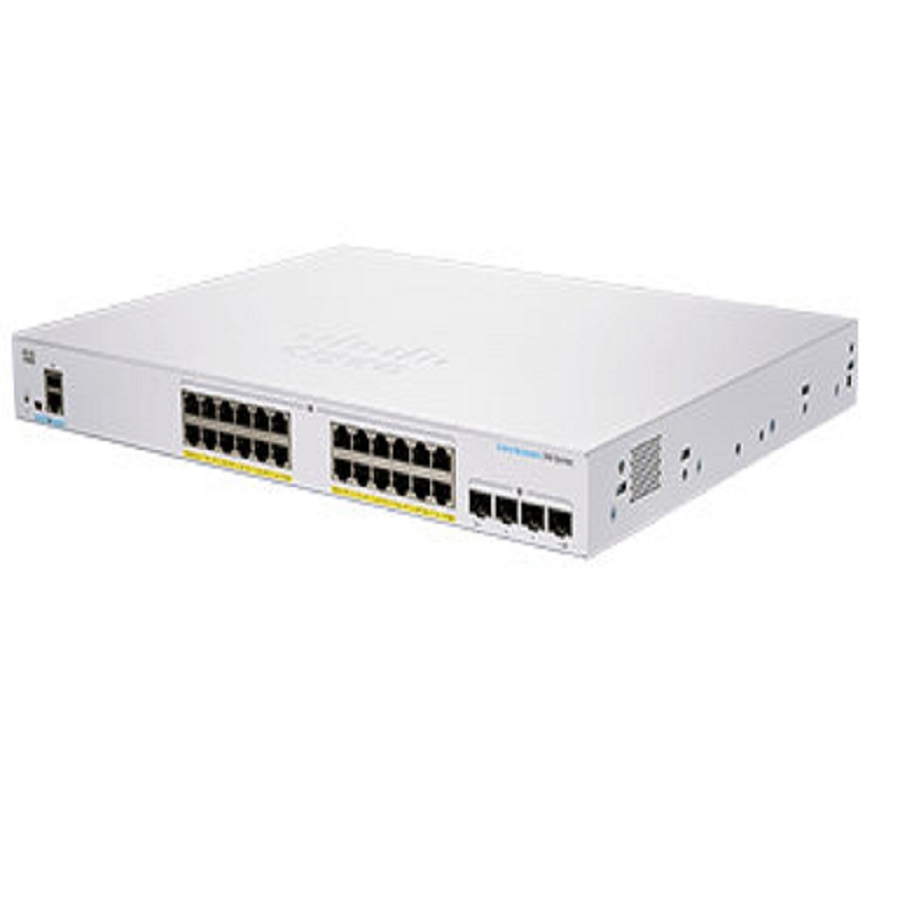 Switch cisco business cbs, 24 puertos 10 100 1000 mbps, administrable, 4 puertos sfp, full 370w poe, capa 3