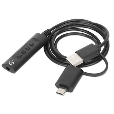 153560 convertidor usb 2.0 / usb-c a tarjeta sonido 3.5 mm - cable con controles