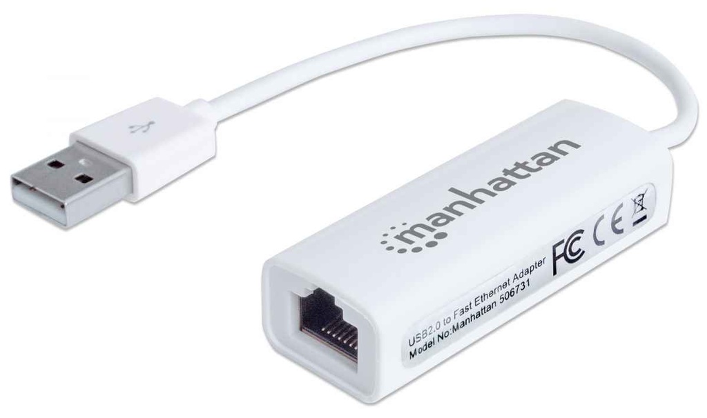 Adaptador Manhattan de USB 2.0 a Fast Ethernet 10/100 Mbps 506731