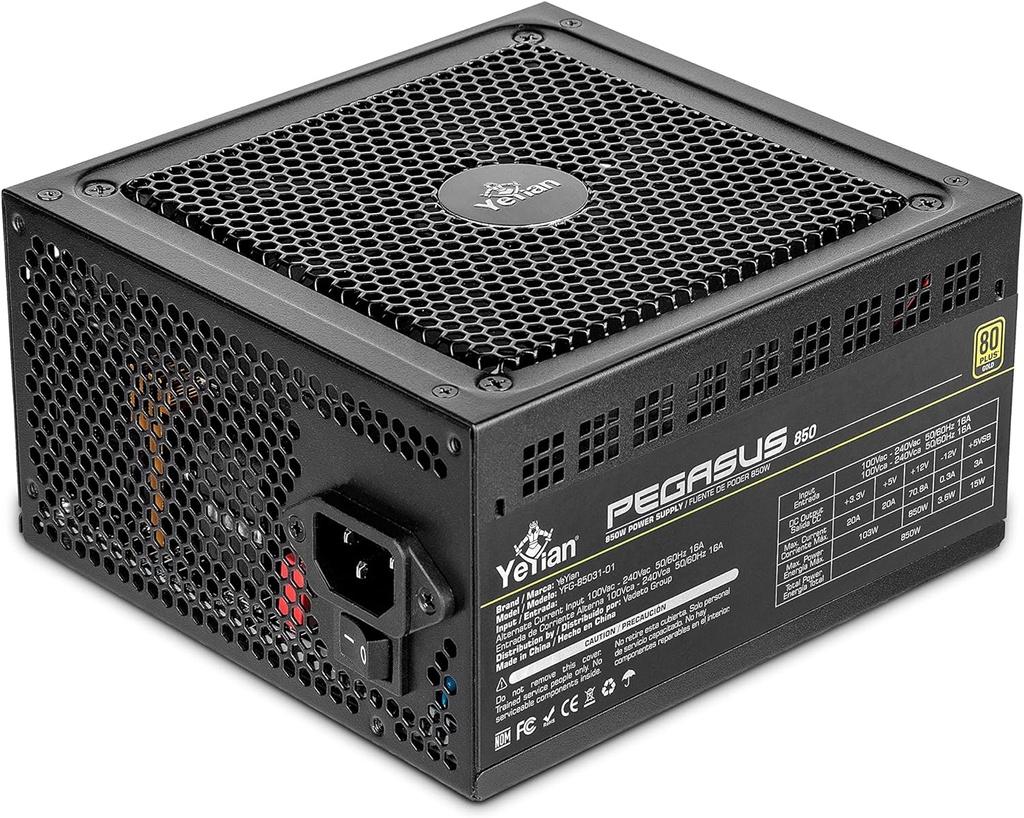 Fuente De Poder Yeyian Pegasus 80 PLUS Gold Modular 20+4 pin ATX 140mm 850W