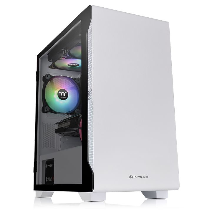 Gabinete thermaltake s100 tempered glass snow edition, blanco,micro tower,micro atx, mini-itx, 4 ranuras de expansion, ventana l