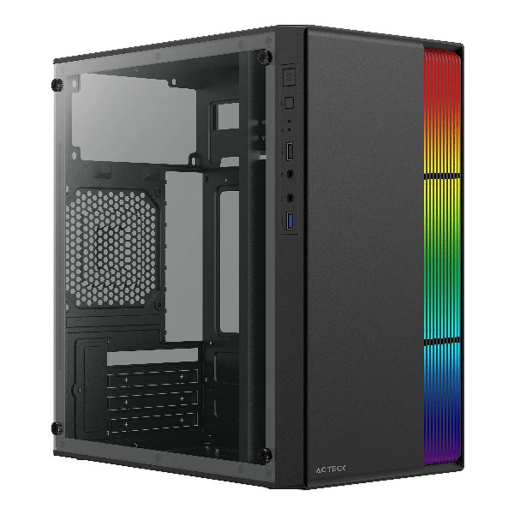 Gabinete Acteck Fusion II GI440 Con Ventana Micro Tower ATX/ITX/Micro ATX/Mini-ITX USB 2.0/3.0 Con Fuente 500W Sin Ventilador