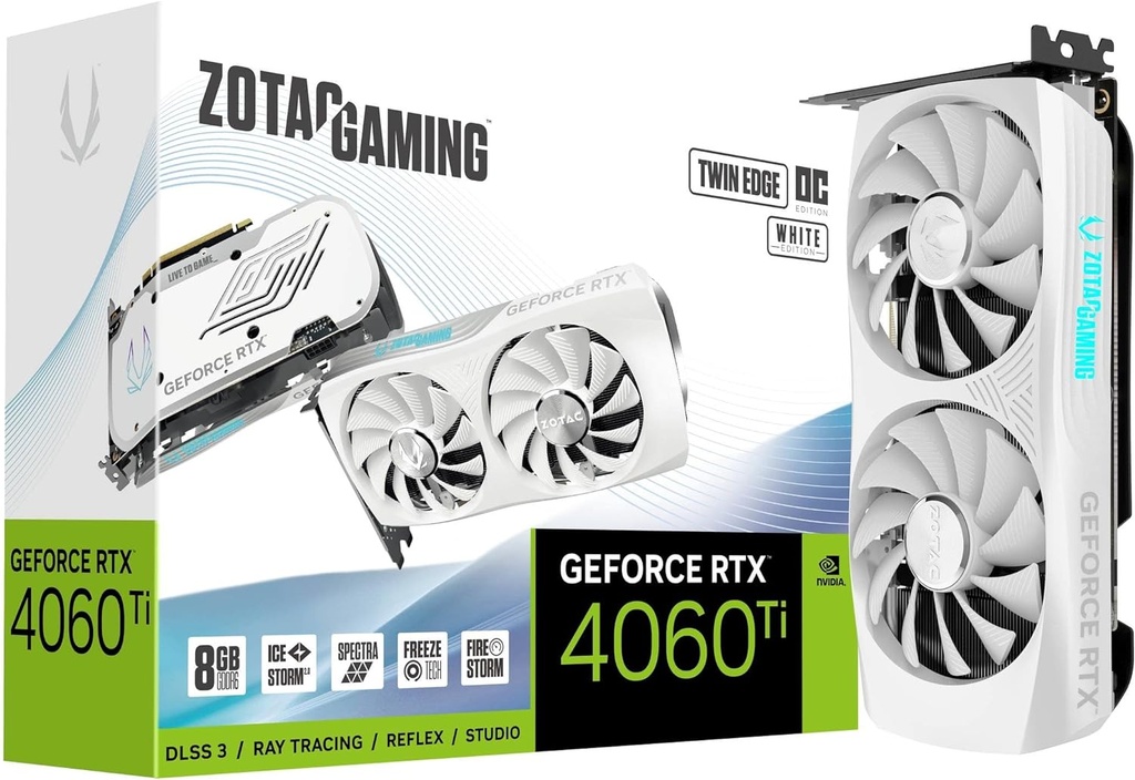 Tarjeta De Video NVIDIA GeForce RTX 4060 Ti ZOTAC Twin Edge OC White 8GB GDDR6 1x HDMI 3x DisplayPort PCI Express 4.0