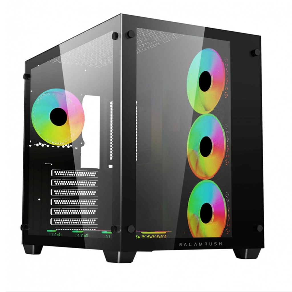 Gabinete Balam Rush Tank Pro GM930 Legend Series con Ventana RGB Midi-Tower Micro-ATX/Mini-ITX USB 3.0/2.0 sin Fuente 4 Ventiladores ARGB