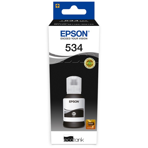 Botella de tinta epson 534 negra (t534120-al) 120ml, para m1100, m1120, m2140, m2170, m3170, m1180.