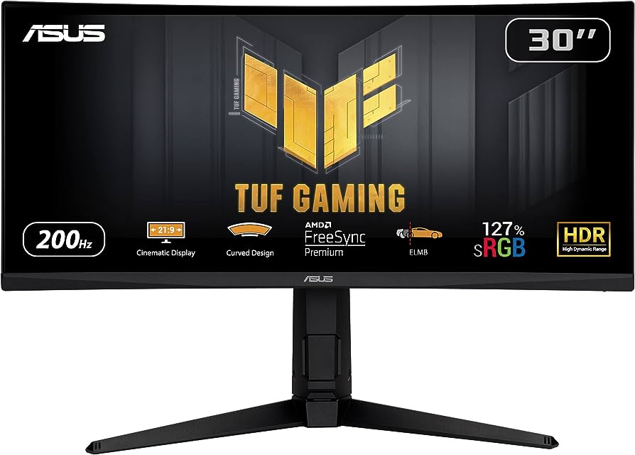 Monitor Gamer Curvo ASUS TUF Gaming VG30VQL1A LED 29.5", Full HD, Ultra Wide, FreeSync, 200Hz, HDMI, Bocinas Integradas (2 x 2W), Negro