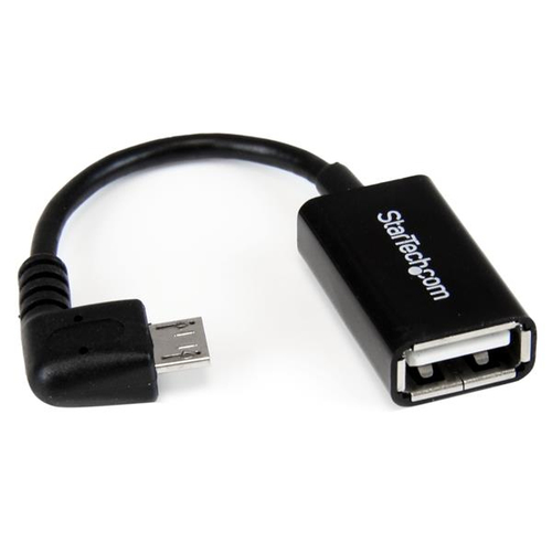 Cable Adaptador Micro USB B Startech Micro USB B Macho - USB A Hembra OTG Acodado a la Derecha 12cm