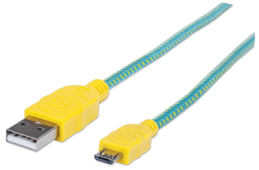 Cable manhattan usb v2.0 a-micro b 1.0m textil turquesa/amari 352710