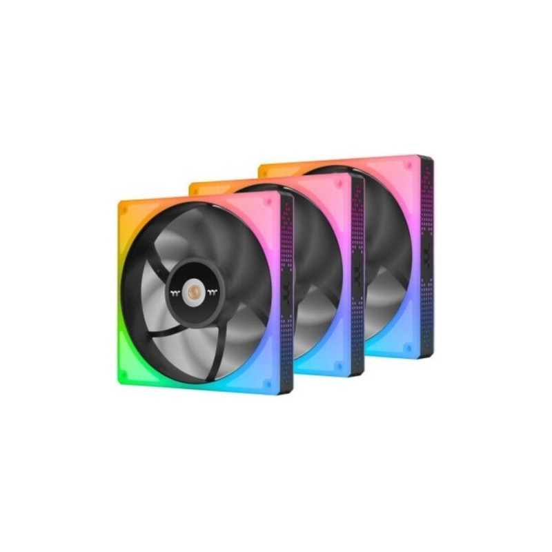 Kit 3 ventiladores thermaltake toughfan 12 rgb, 120mm, 2000 rpm max, alta presion estatica, marco de rgb, incluye controlador