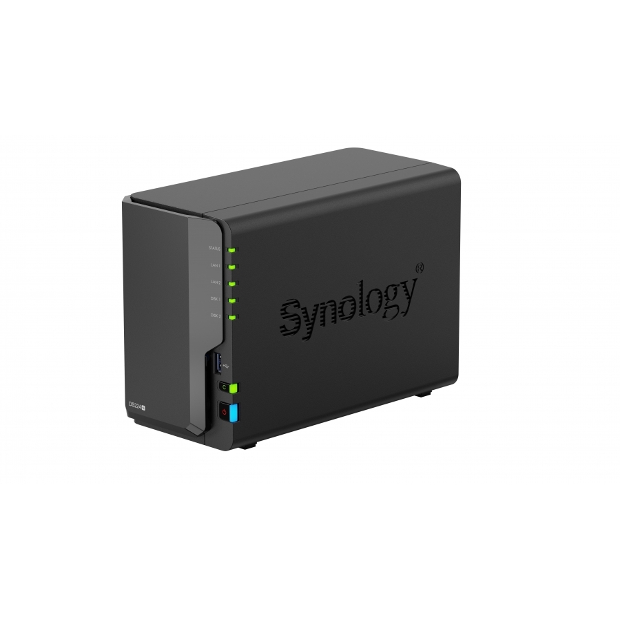 Nas synology ds224+ 2 bahias nucleo cuadruple hasta 2.7 ghz 2gb ddr4, ampliable hasta 6gb