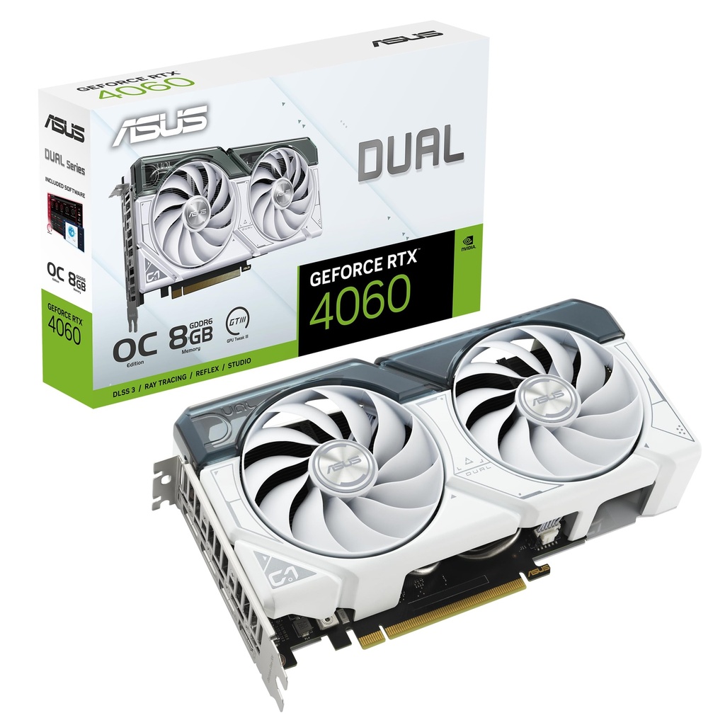 Tarjeta de video asus dual-rtx4060-o8g-white ddr6/dlss3/nvidia/hdmi