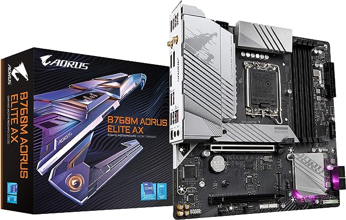 Tarjeta madre gigabyte b760m aorus elite ax socket 1700 4*ddr5 7600mhz hdmi dp micro atx