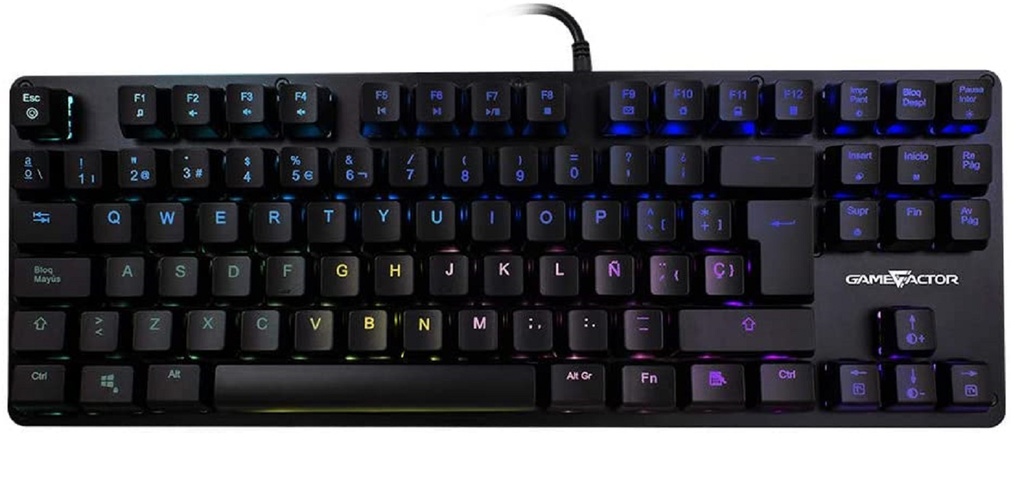 Teclado Gamer Game Factor KBG500 RGB Teclado Mecánico Switch KRED Blue Alámbrico Español