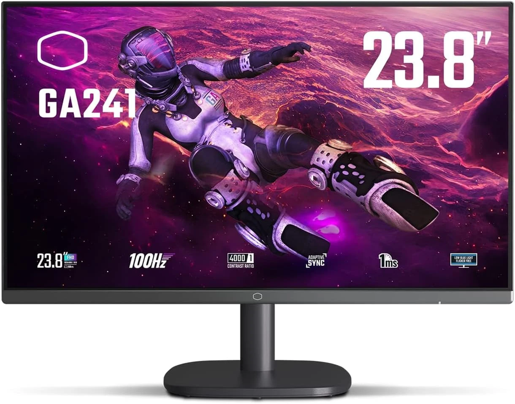 Monitor led cooler master 23.8" cmi-ga241-us1920*1080fhd plano 100hz va 1ms vga hdmi ent 3.5mm neg