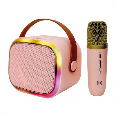 Bocina karaoke necnon nb-203mic inal/bt 5.3/fm/micsd/usb/3.5mm/5w rosa