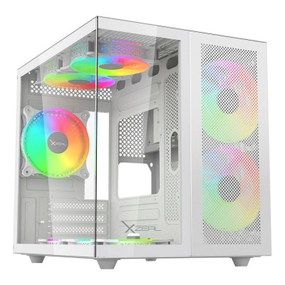 Gabinete gaming xzeal cubo xzgamc1w m-atx, micro atx, mini itx, argb, ventana lateral cristal, 2x vent frontales 120mm, 1x vent 