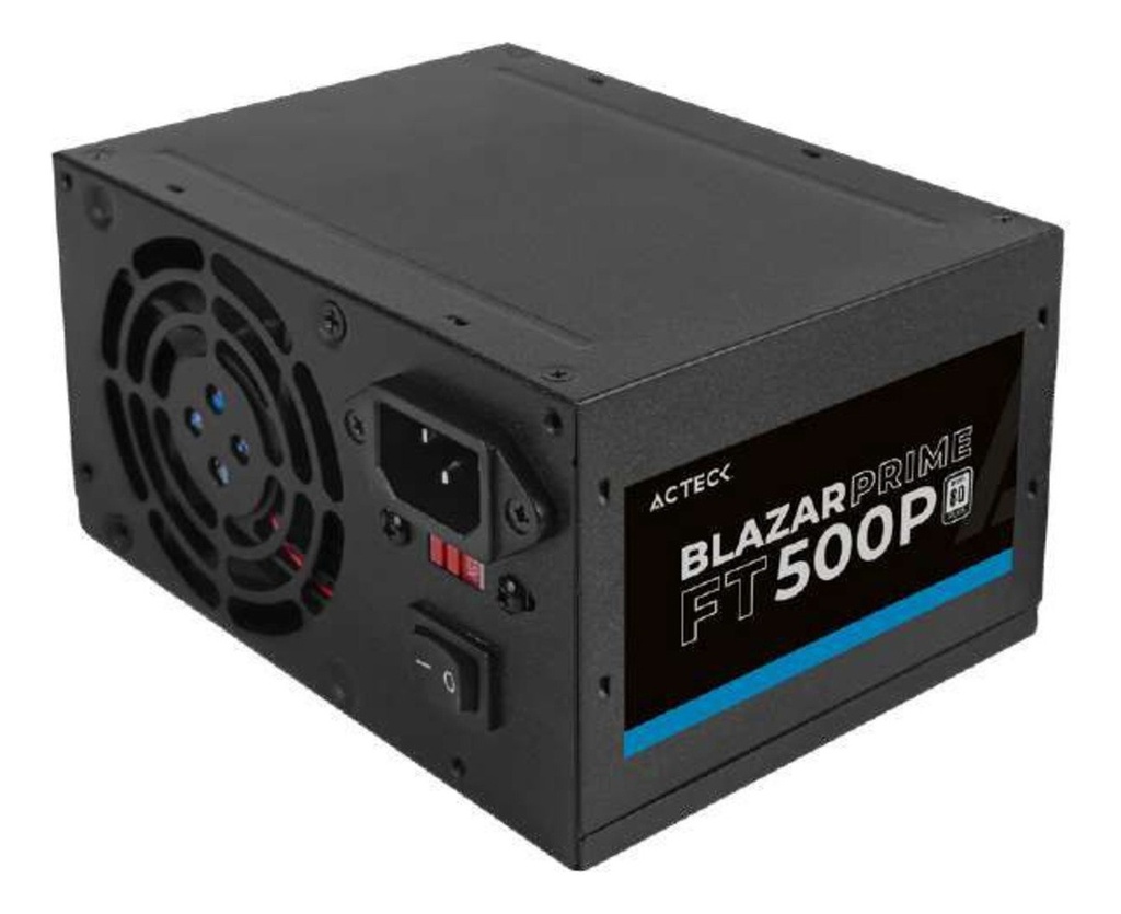 Fuente de poder acteck blazar prime ft500p, atx, 500w, 2x sata, 2x molex, negro