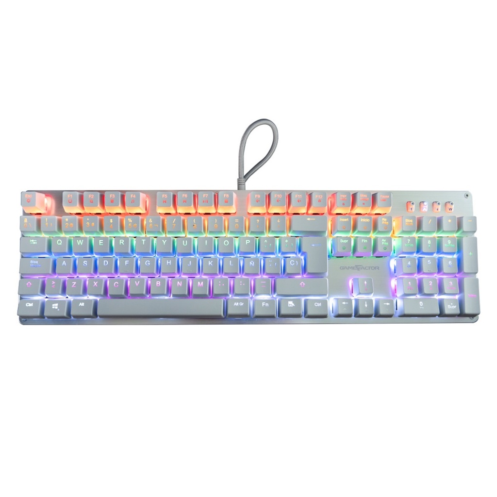 Teclado Mecánico Gamer Game Factor KBG400-WH RGB Switch KRED Red Alámbrico Español