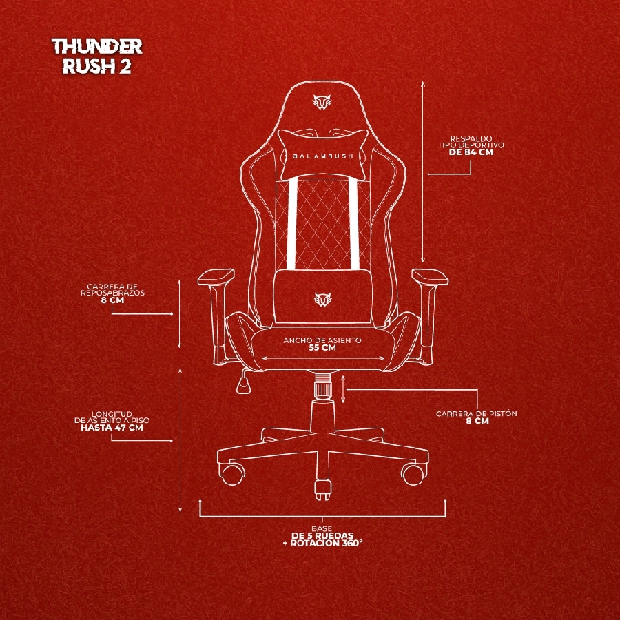 Silla gamer balam rush thunder rush v2 br edition tela reclinable 90 -180 grados