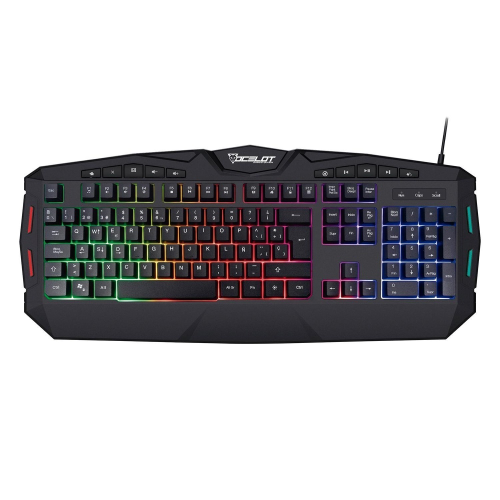 Teclado gaming extendido ocelot alambrico membrana plastico