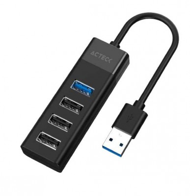 Hub acteck port x4 dh422, entrada usb a, 4 puertos, 1x usb 3.0, 3x usb 2.0, negro