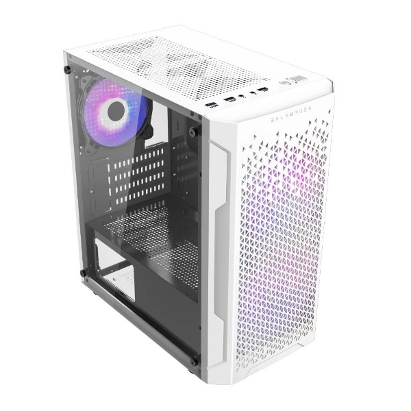 Gabinete balam rush br-936125 artic gi725 microatx 1*usb 3.0 cristal temp blanco