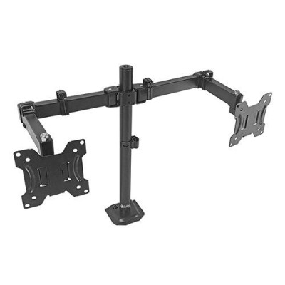 Soporte para monitor stylos, de 13 hasta 32 pulgadas, doble brazo, 8kg, giro 180 grados, rotacion 360 grados, inclinacion de 45 grados, negro