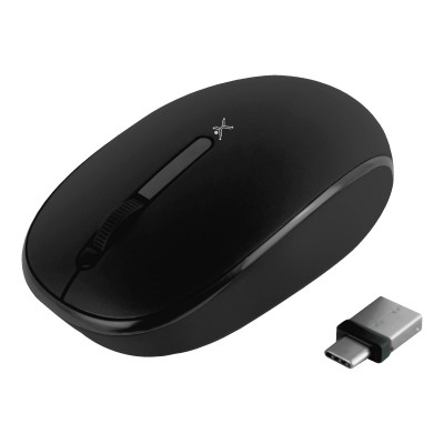 Mouse inalámbrico negro silencioso con receptor doble usb c+usb a pc-045175 -