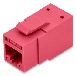 Conector modular jack rj45 cat6 revconnect belden rv6mjkurd-s1  estilo keyconnect rojo compatible con faceplate ax102660,ax102655,ax102249 esquema de cableado t568a/b herramienta compatible rvutt01 uso interior calibre del conductor 23-24 awg