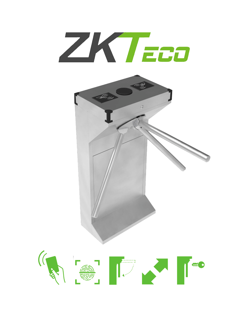 Torniquete tripoide de medio cuerpo zkteco ts1000d bidireccional bajo consumo acero inoxidable sistema hasta 30 accesos por minuto liberación de brazo en caso de falla electrica sin panel sin lectora 