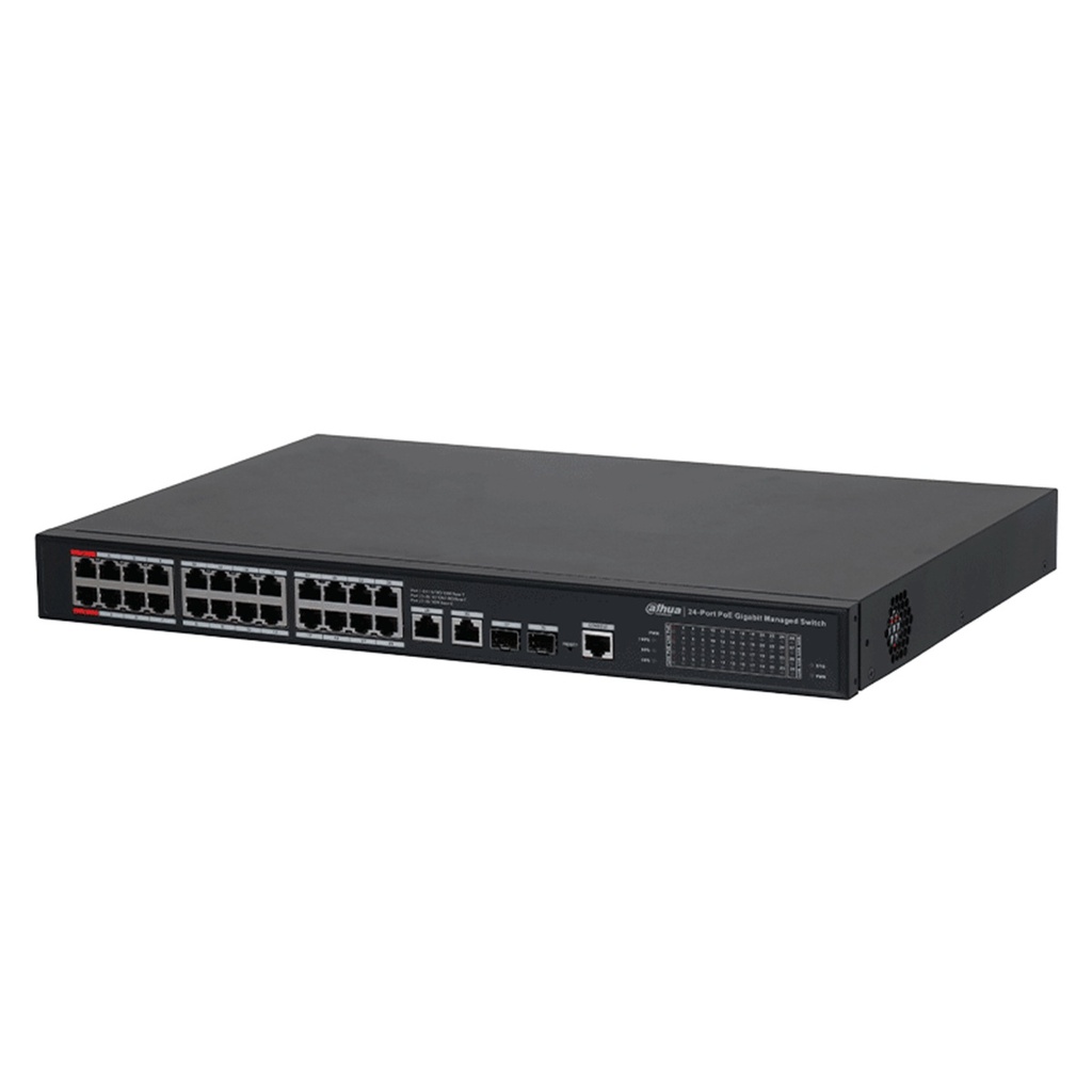 Switch Dahua Gigabit Ethernet DH-S4228-24GT-240 24 Puertos PoE + 2 Puertos 10/100/1000Mbps + 2 Puertos SFP 56 Gbit/s Administrable