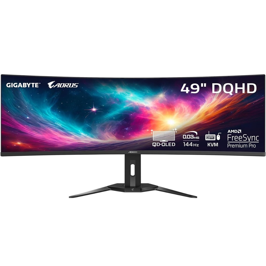 Monitor Gamer Curvo LED Gigabyte 49" AORUS CO49DQ 5120x1440 HD 144Hz 2x HDM I2.1 DisplayPort 0.03ms Freesync