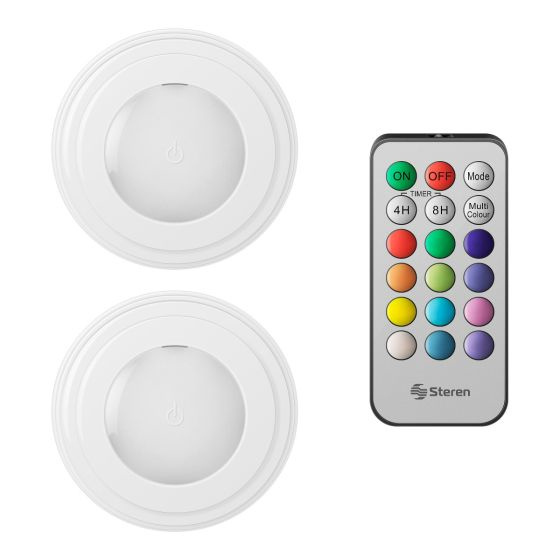 Lámpara LED Steren LAM-RM3 RGB Luz Fría 2 Piezas Con Control Remoto